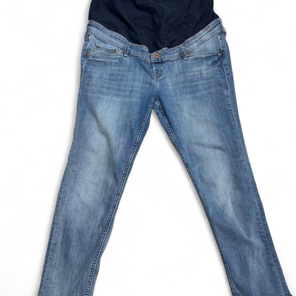 H&M Mama Maternity Skinny Ankle Jeans Light Wash High Rise Size 14